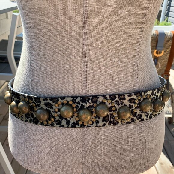 Vintage Leopard Print Belt with Gold Accents - Picture 5 of 13